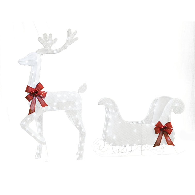 The Holiday Aisle® 2 Piece Deer and Sleigh Lighted Display Set